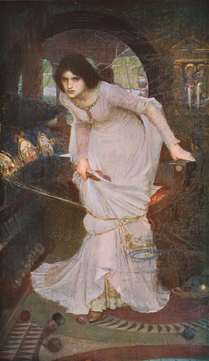 A Dama de Shalott Olhando para Lancelot, 1894, c1930. de John William Waterhouse