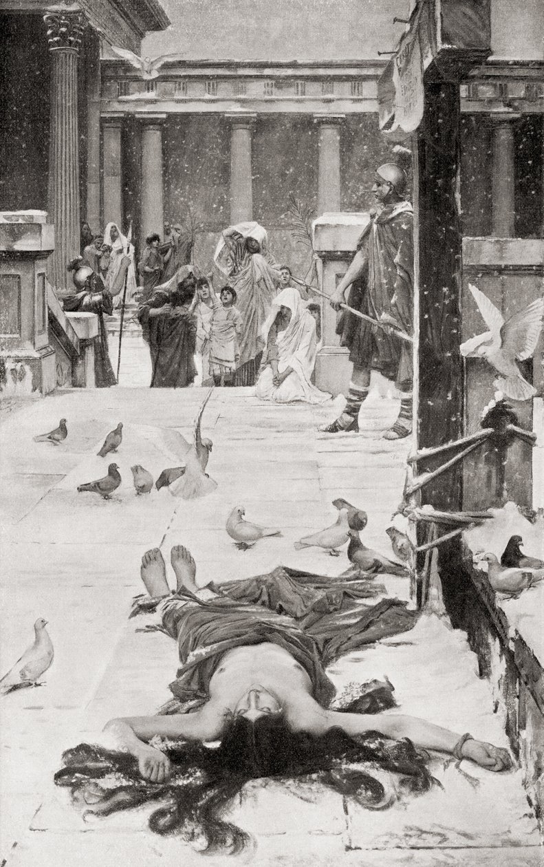 O martírio de Santa Eulália, segundo a pintura de John William Waterhouse, da History of the Nations de Hutchinson, pub. 1915 de John William Waterhouse