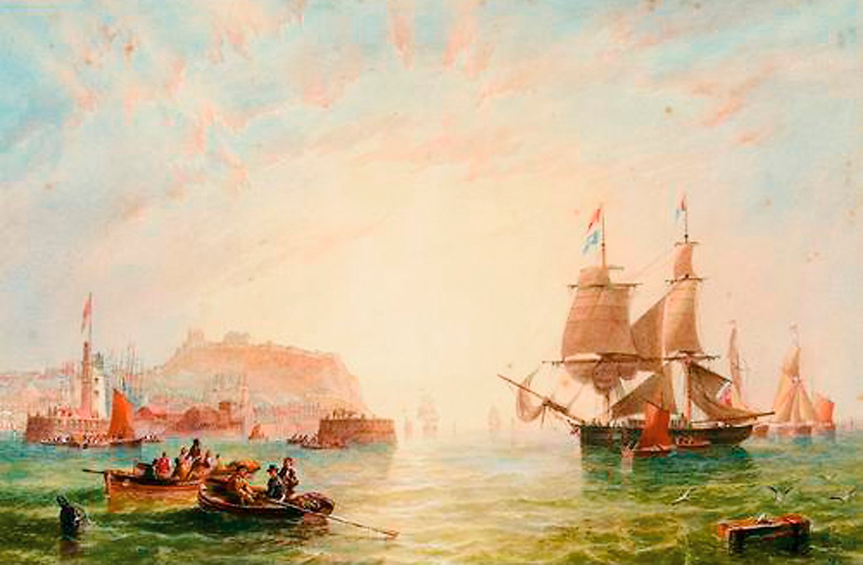 Uma mercadoria e outras embarcações na entrada de Scarborough de John Wilson Carmichael