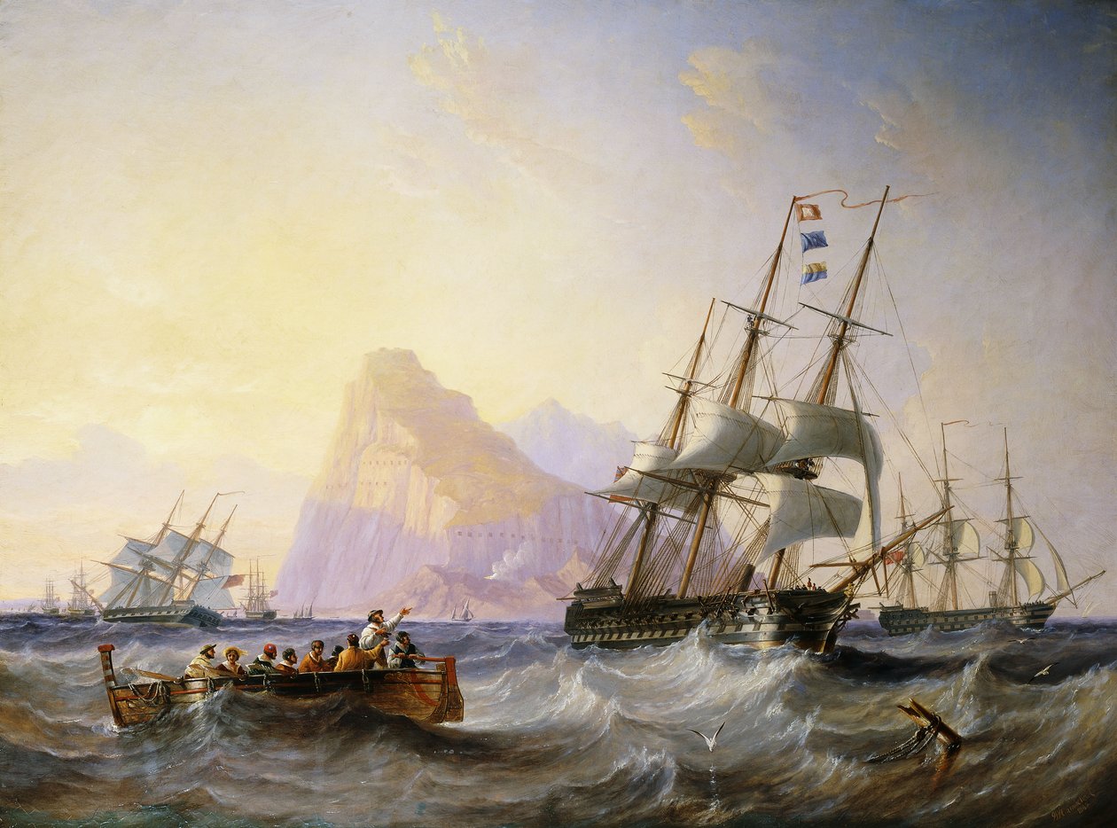 Guerra dos homens britânicos O fora de Gibraltar, 1855 de John Wilson Carmichael