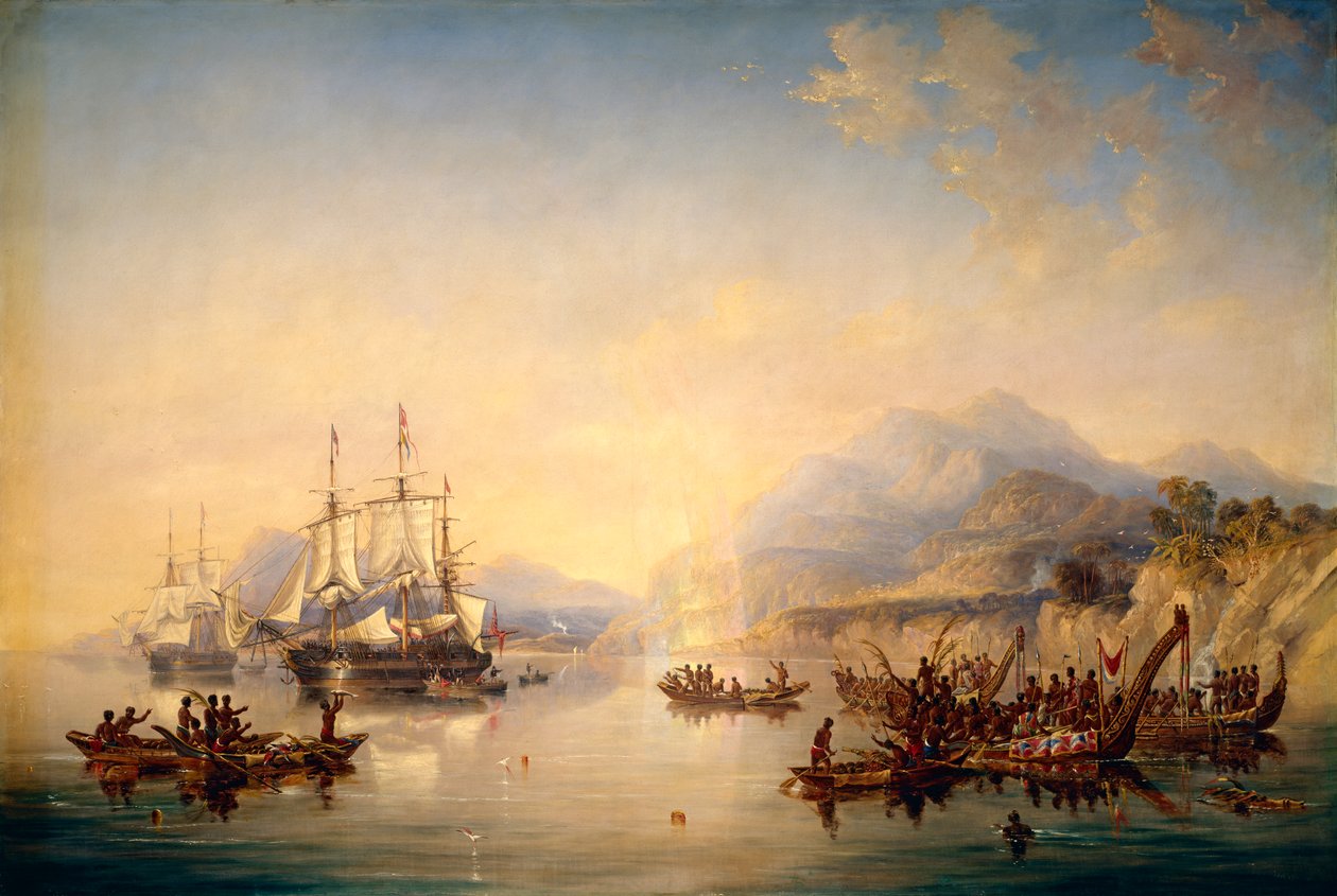 Erebus" e "Terror" na Nova Zelândia, agosto de 1841, c.1847 (óleo sobre tela) de John Wilson Carmichael