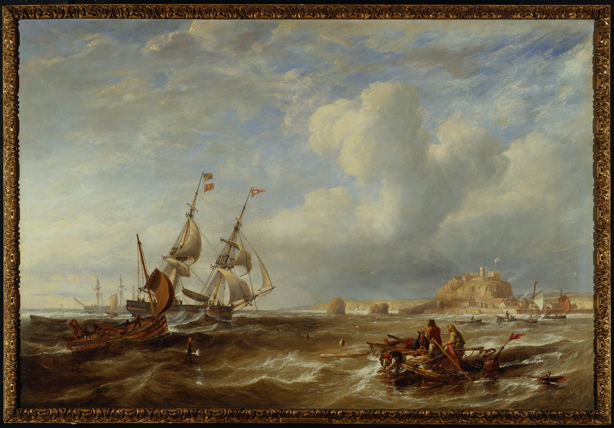 O Brigantine de 78 toneladas "O advogado" em St. Helier, Jersey, 1749 de John Wilson Carmichael