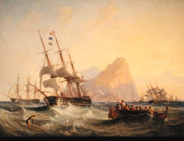 Navios de guerra à vela em Gibraltar de John Wilson Carmichael