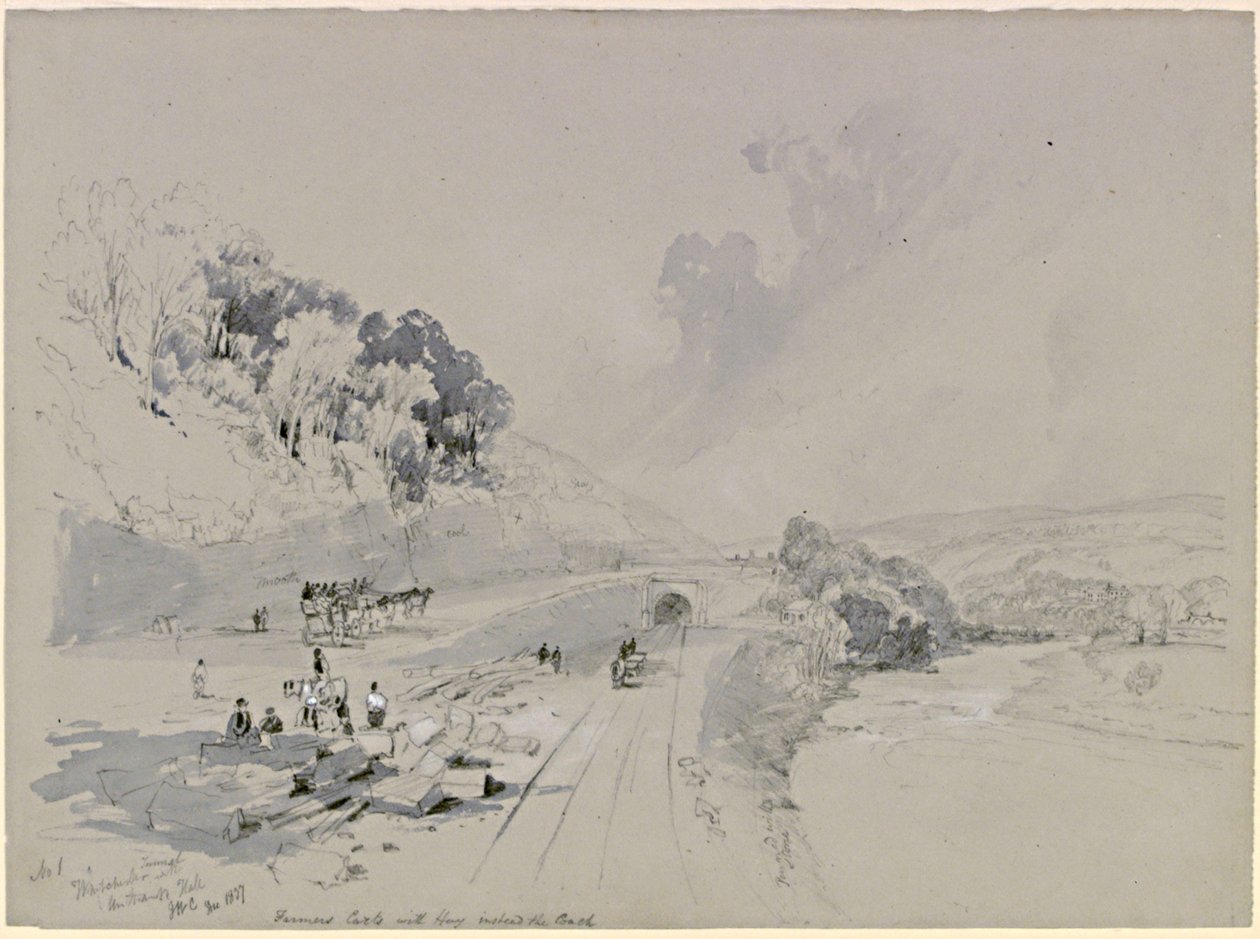 Túnel de Whitchester com Unthank Hall (bodycolour) de John Wilson Carmichael