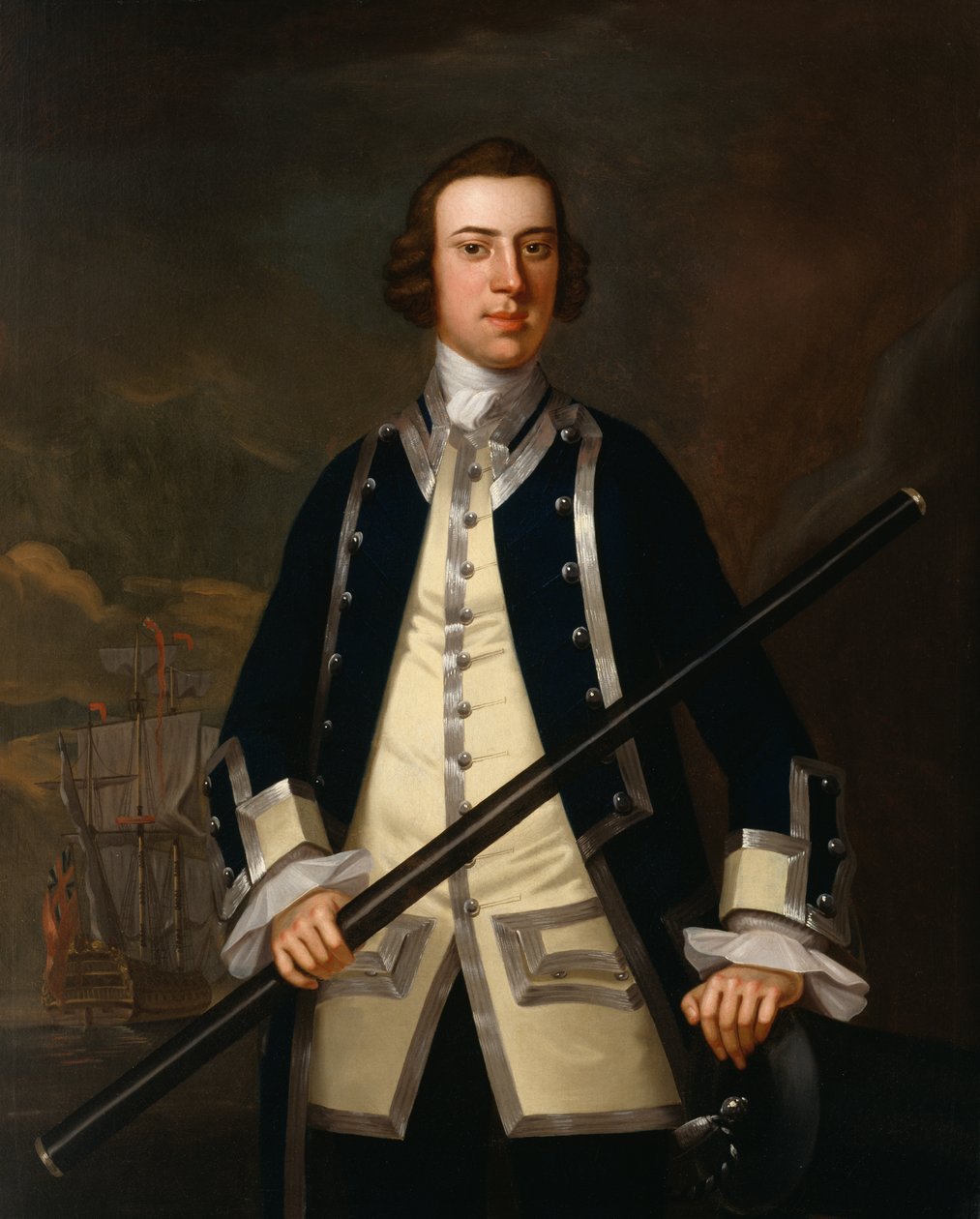 Retrato de um oficial naval, tradicionalmente conhecido como Augustus Keppel (1725-86) c.1749 de John Wollaston