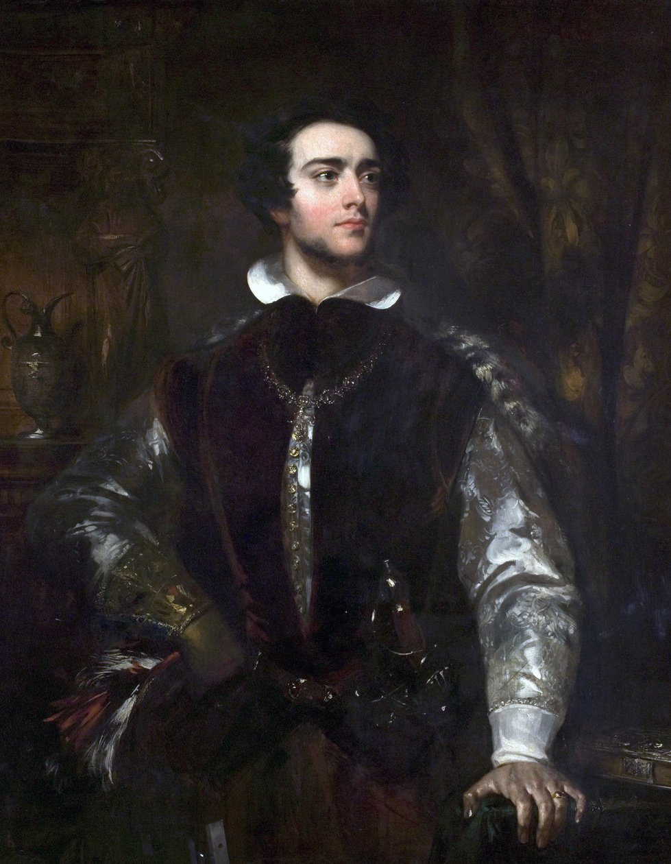 Um cavalheiro em traje elisabetano, c.1850 de John Wood