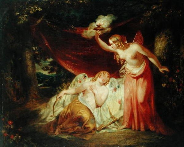 Psyche Enamoured de Cupido (óleo sobre tela) de John Wood