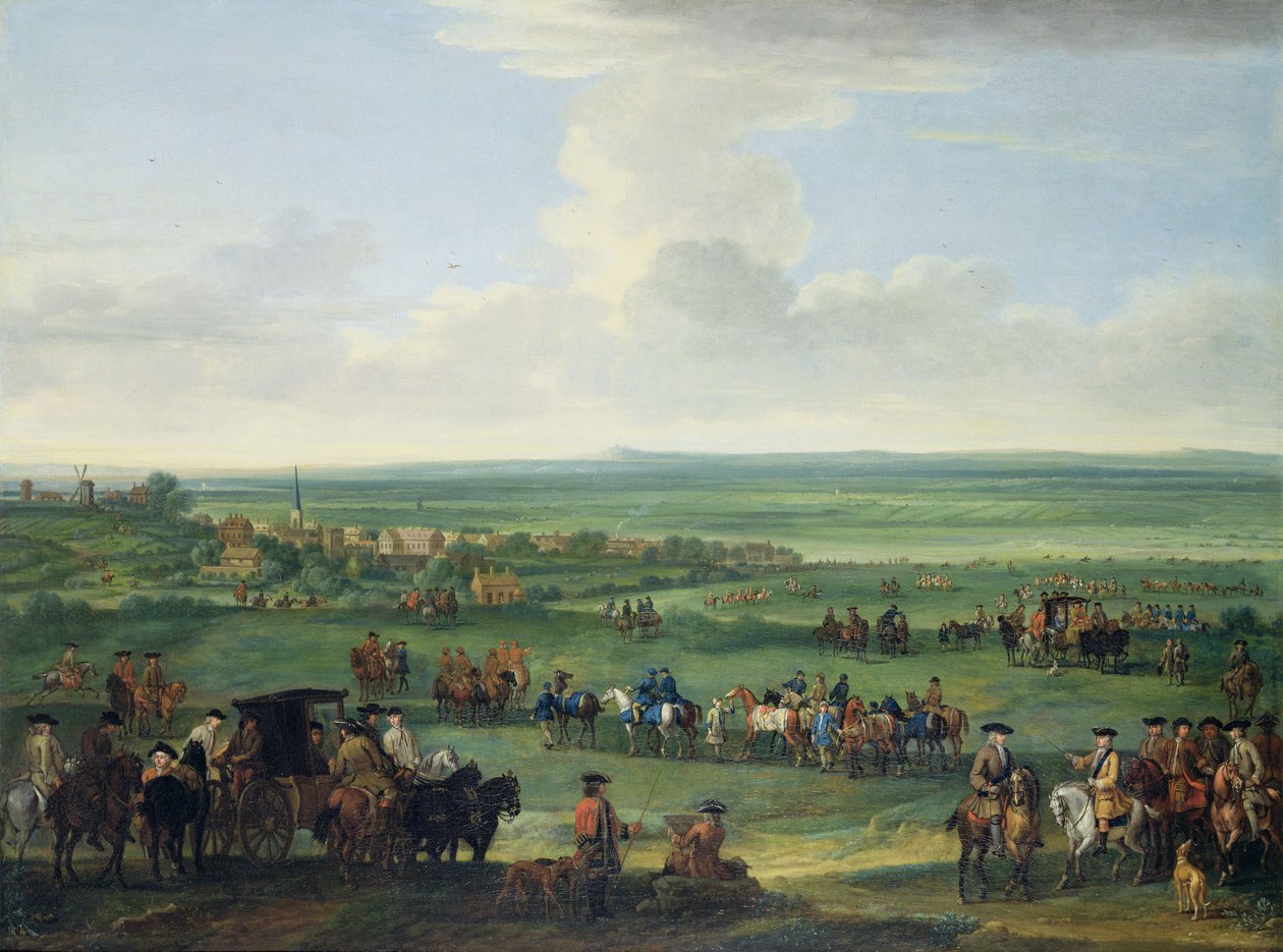 George I (1660-1727) em Newmarket, 4 ou 5 de outubro de 1717, c.1717 (óleo sobre tela) de John Wootton
