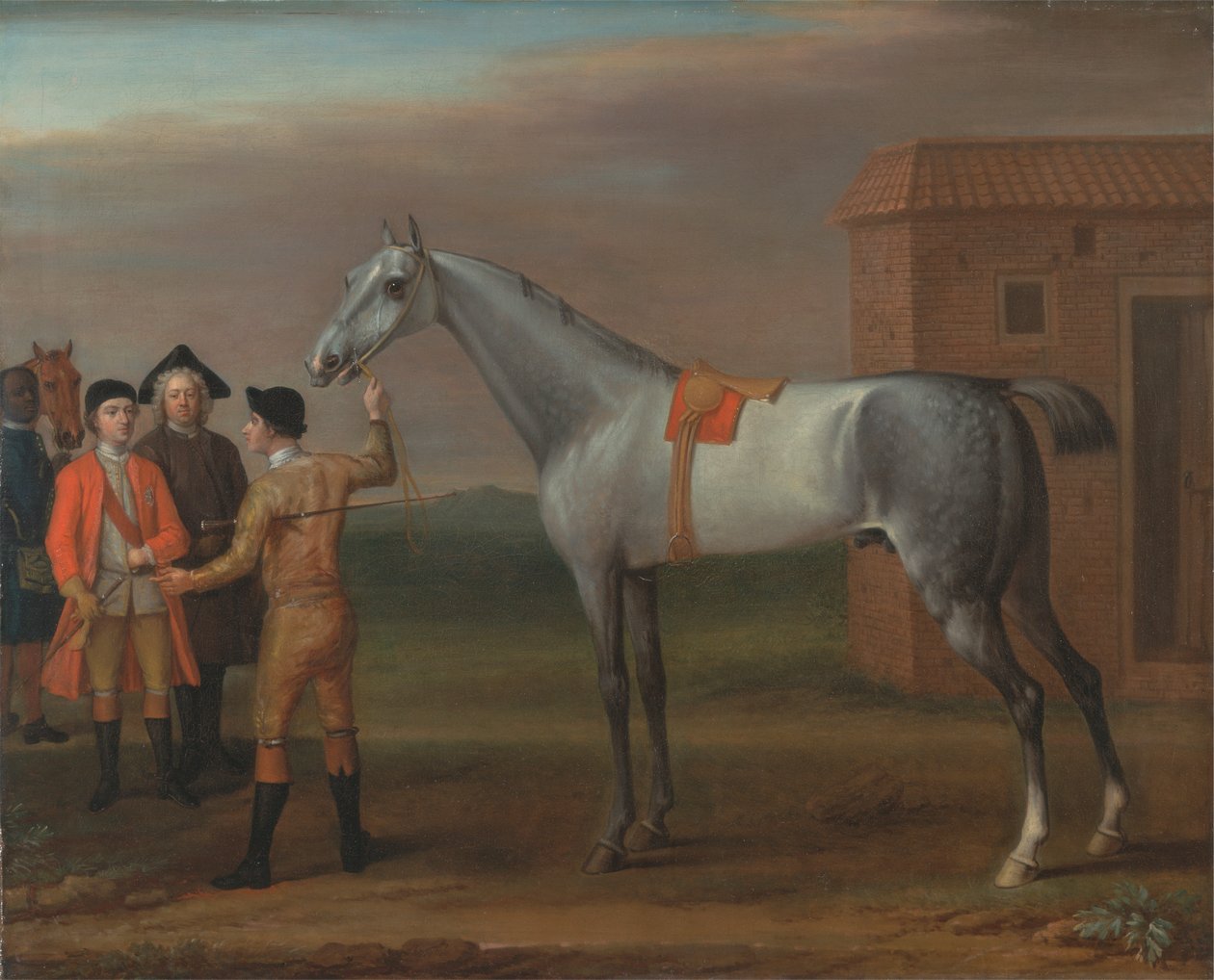 Lampreia, com o seu proprietário Sir William Morgan, em Newmarket de John Wootton