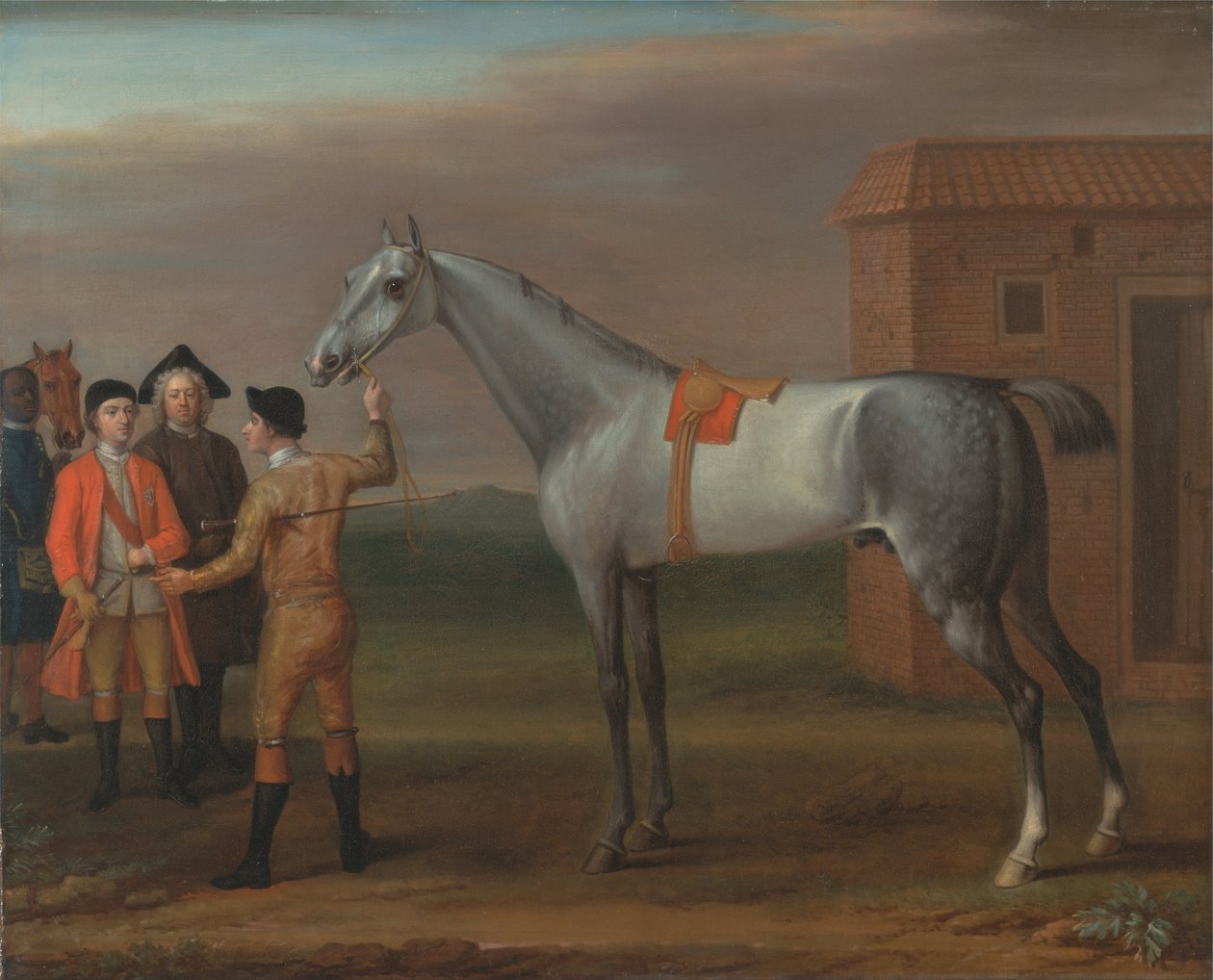 Lampreia, com o seu proprietário Sir William Morgan, em Newmarket de John Wootton