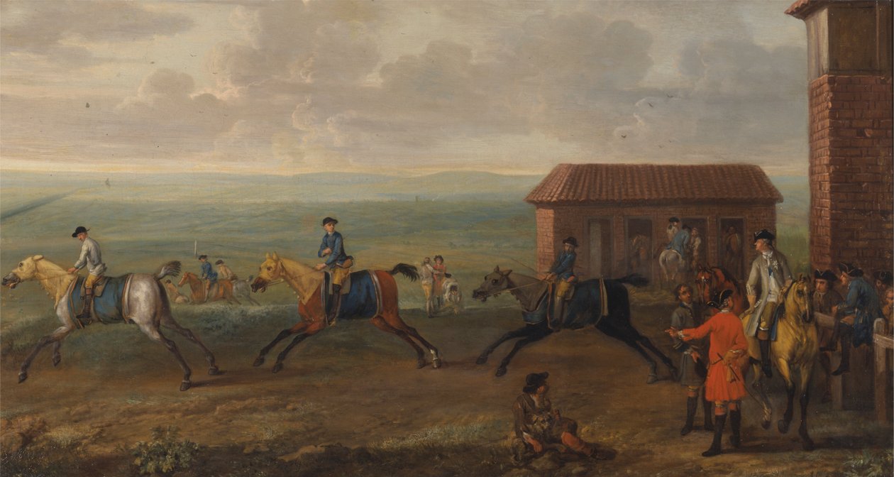 Lord Portmore Watching Racehorses at Exercise on Newmarket Heath de John Wootton