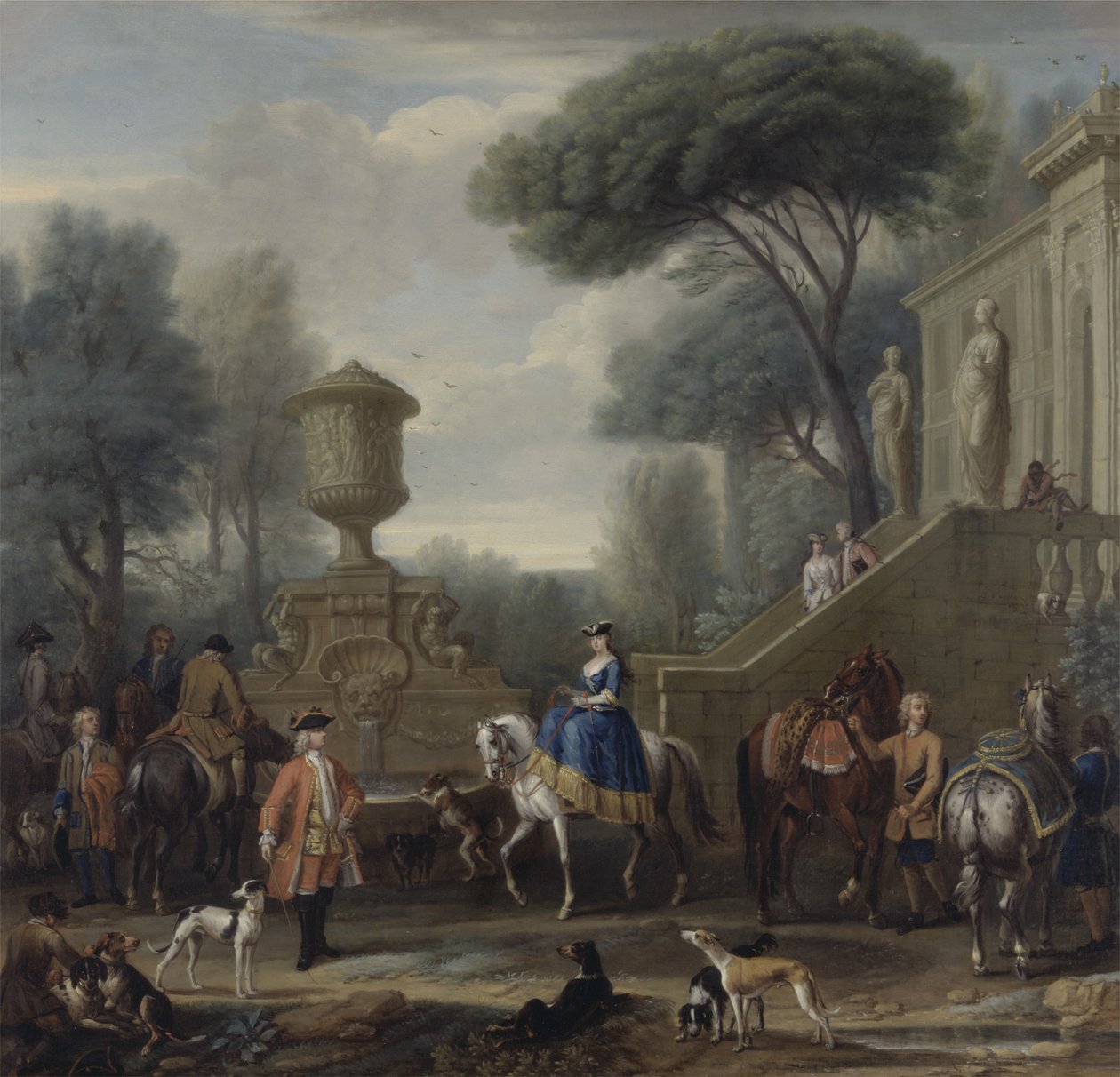 Preparando-se para a caça, c.1740-50 (óleo sobre tela) de John Wootton