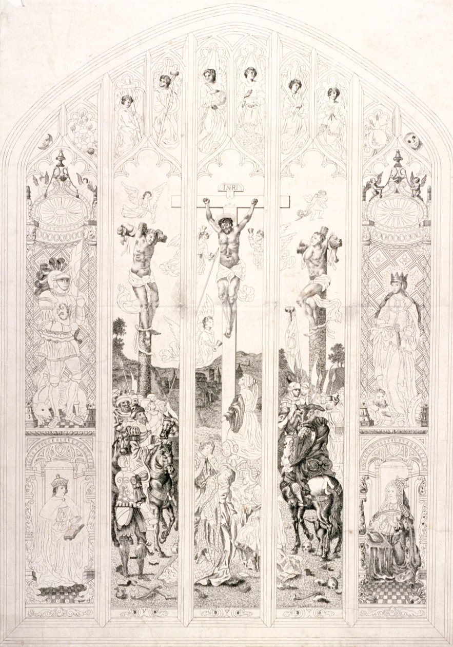 Janela leste em St Margaret, Westminster, representando a crucificação, Londres, 1787 de John Wright