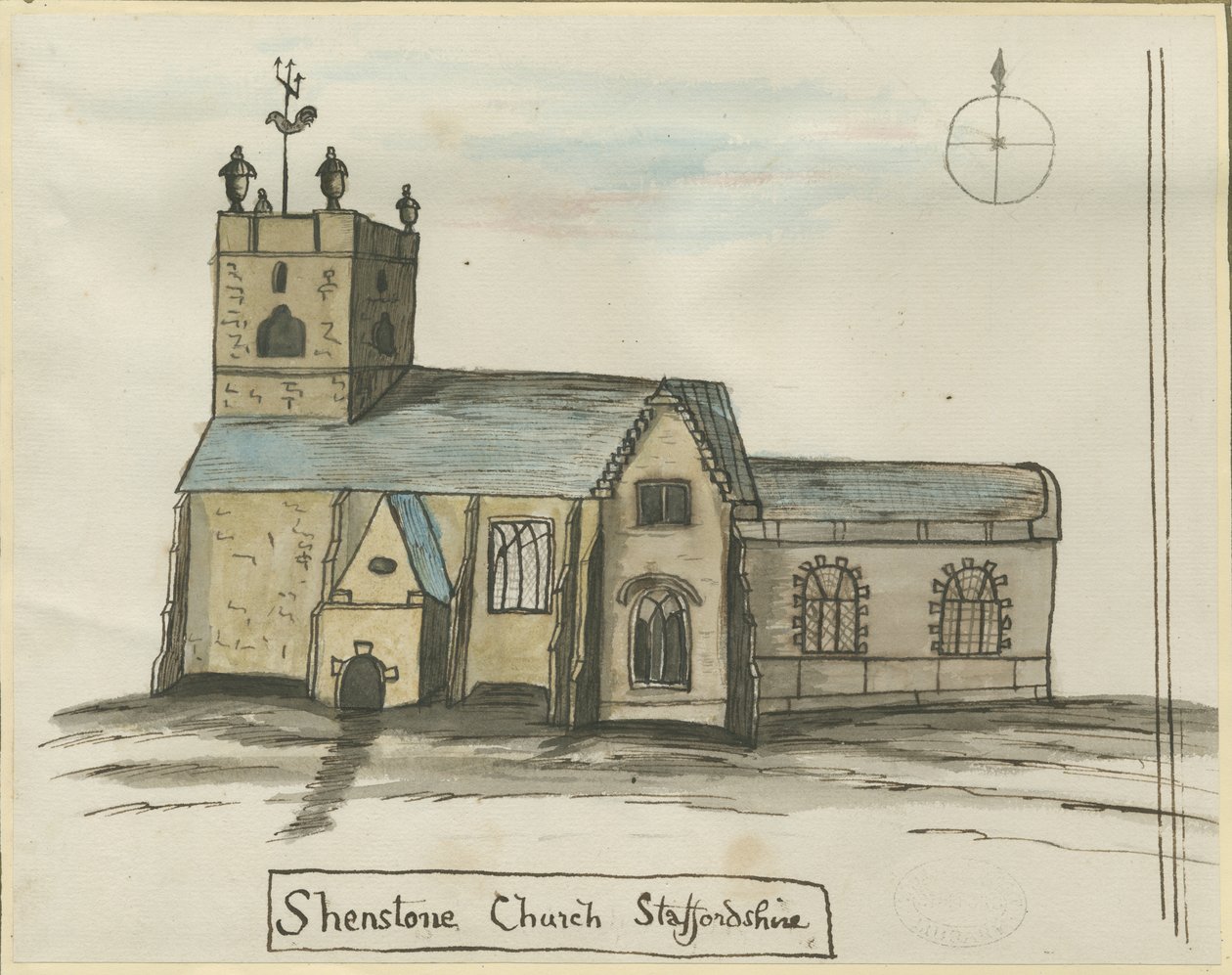 Igreja de Shenstone: pintura em aquarela, nd [1784] (pintura) de John Wright