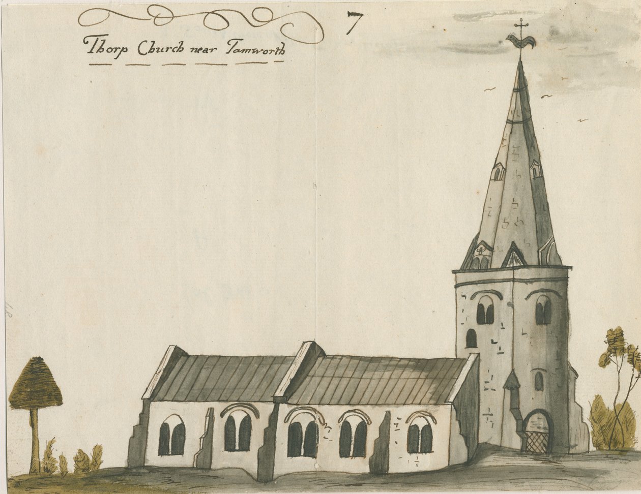 Igreja de Thorpe Constantine: pintura em aquarela, nd [c 1784] de John Wright