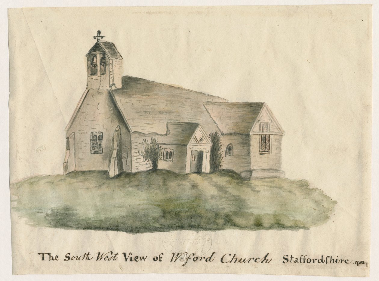 Igreja de Weeford: pintura em aquarela, 1782 de John Wright