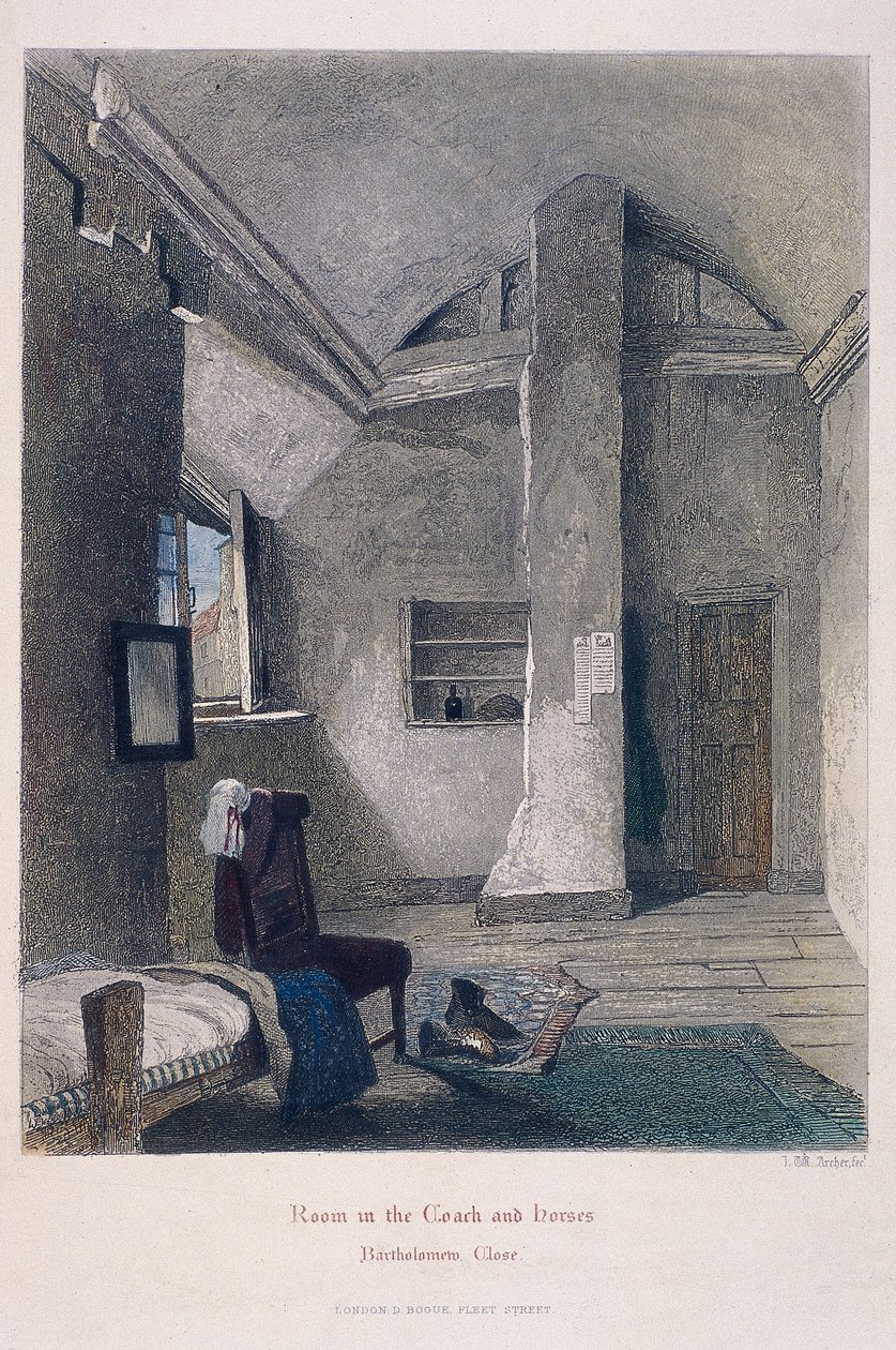 Coach and Horses Inn, Bartholomew Close, Londres, 1851 de John Wykeham Archer