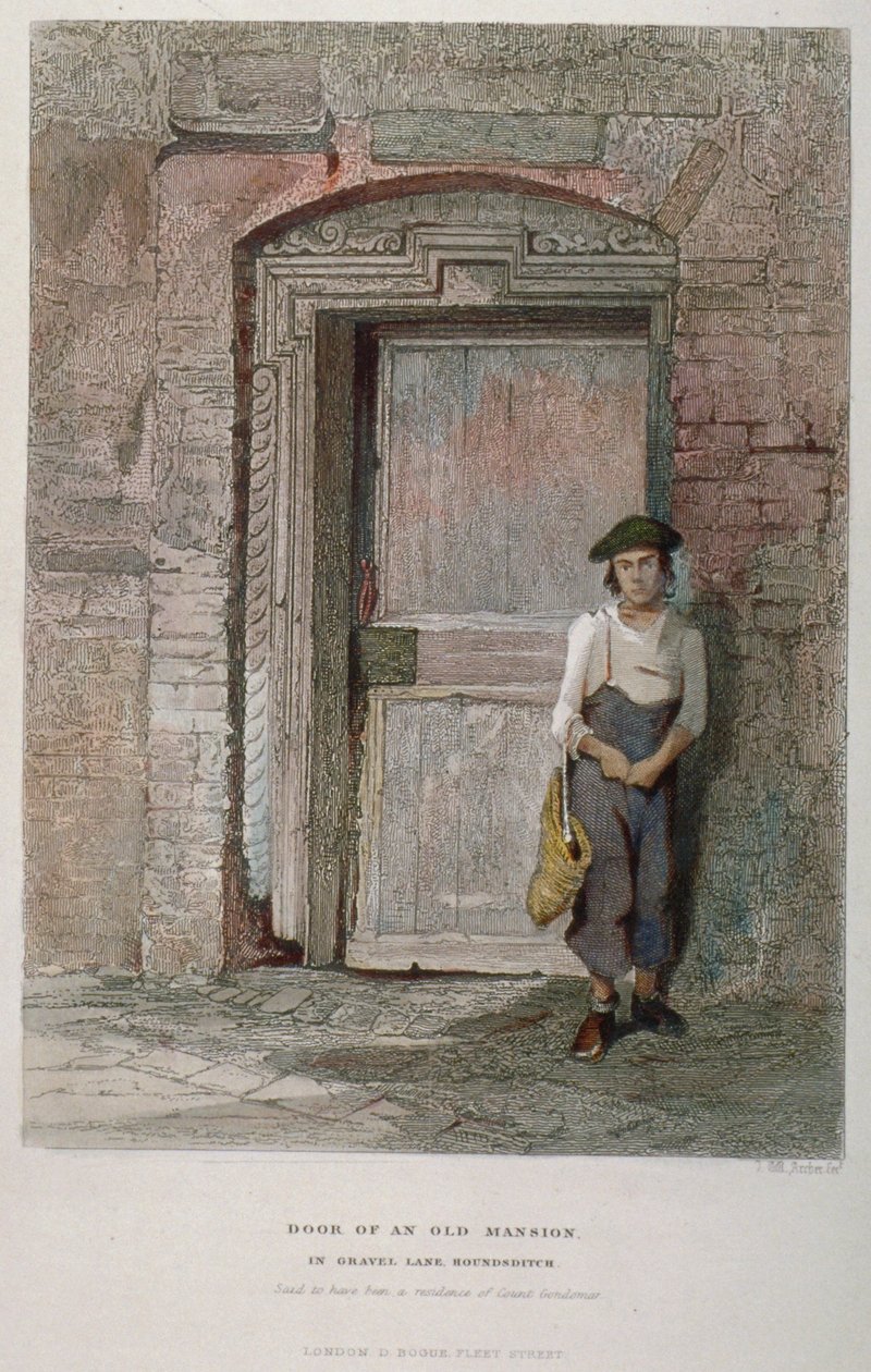 Porta de uma velha mansão em Gravel Lane, City of London, 1851 de John Wykeham Archer
