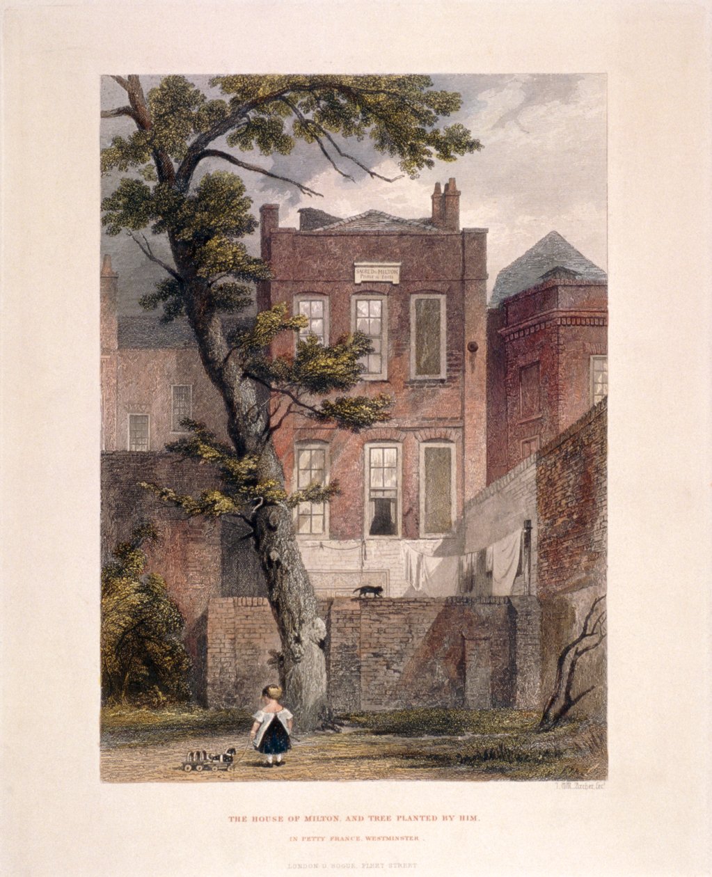 Vista da residência de Milton, Petty France, Westminster, Londres, 1851 de John Wykeham Archer