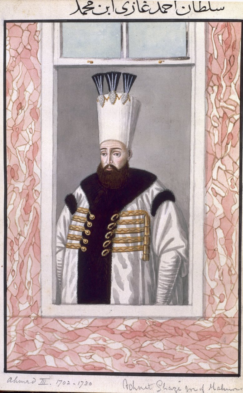 Ahmed III (1673-1736) Sultão entre 1703 e 1730, da série «Uma série de retratos dos imperadores da Turquia» de John Young