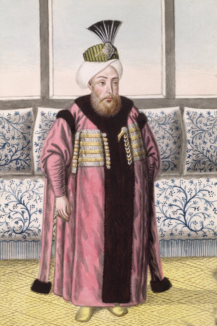 Mustapha II (1664-1703) Sultão de 1695 a 1703, da série «Uma série de retratos dos imperadores da Turquia» de John Young