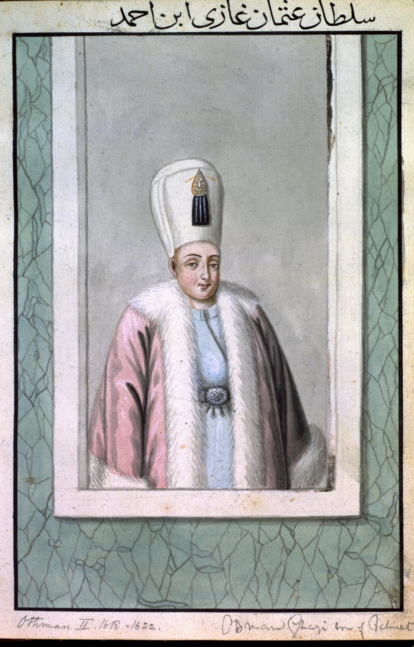 Othman (Osman) II (1603-22) Sultão de 1618 a 1622, da série «Uma série de retratos dos imperadores da Turquia» de John Young