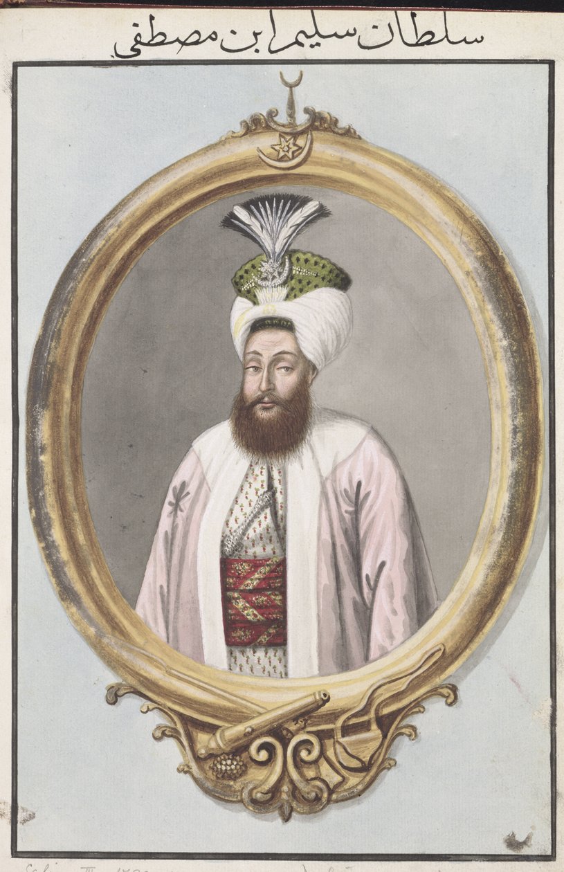 Selim III (1761-1808) Sultão de 1789 a 1807, da série «Uma série de retratos dos imperadores da Turquia» de John Young