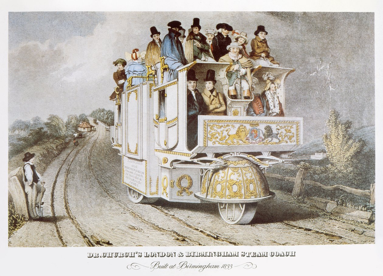 Dr. Churchs London & Birmingham Treinador a vapor, 1833 de John after Cooke