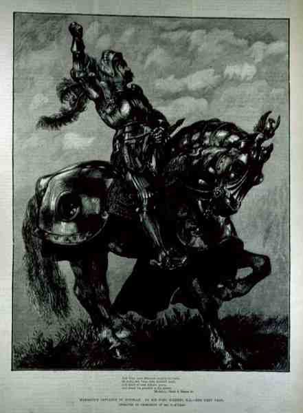 Marmions Defense to Douglas, de The Illustrated London News, 25 de fevereiro de 1882 de John after Gilbert