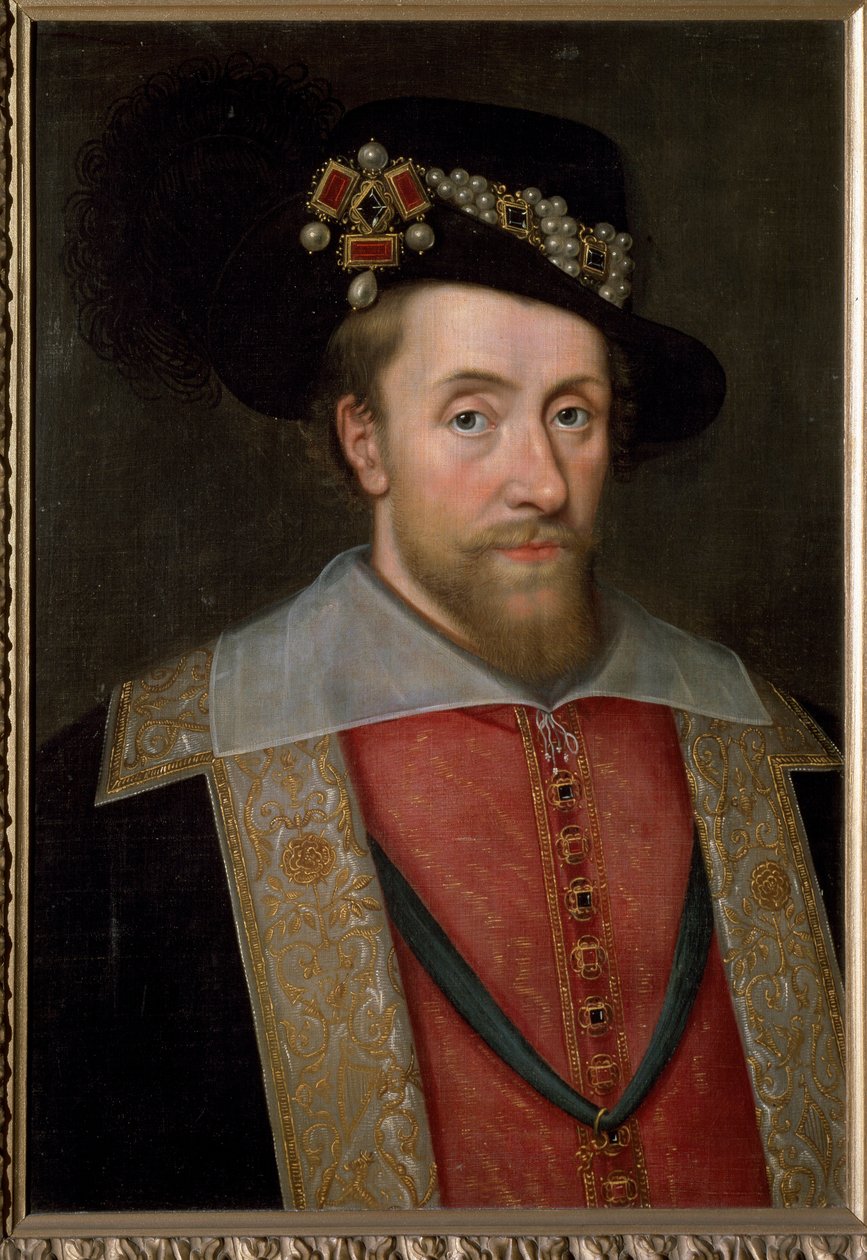 Retrato de James I, Rei de Inglaterra e Irlanda (James VI, Rei da Escócia), c.1605 (pintura) de John de (circle of) Critz
