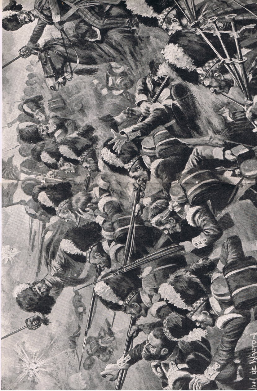 A Batalha de Alma, 20 de setembro de 1854: O avanço dos 93 Highlanders, ilustração das Batalhas Britânicas na Terra e no Mar, 1915 de John de Walton