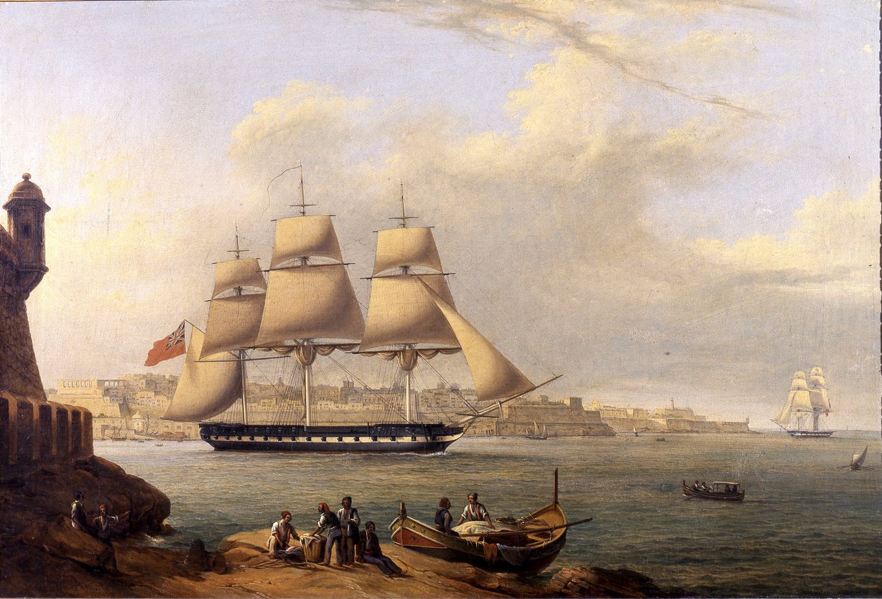 Saindo de Grand Harbour por Giovanni Schranz Século XIX (63 x 43 cm) de John or Giovanni Schranz