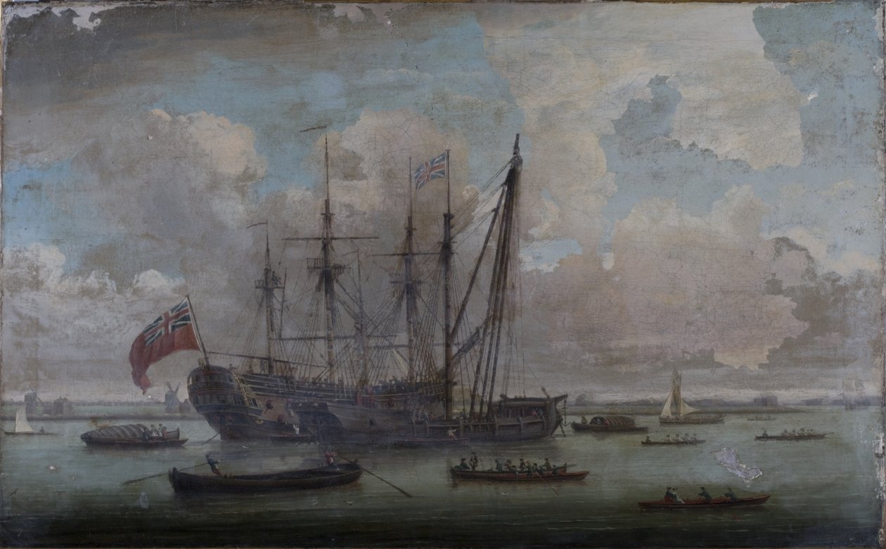Um Sheer Hulk que remonta um East Indiaman de John the Elder Cleveley