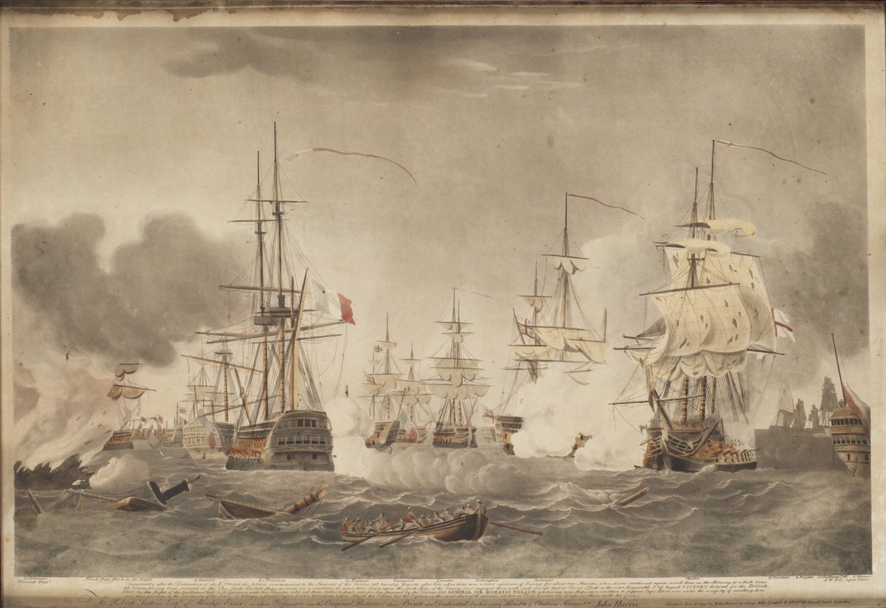 A Batalha do Nilo, c. 1800 de John william Edy