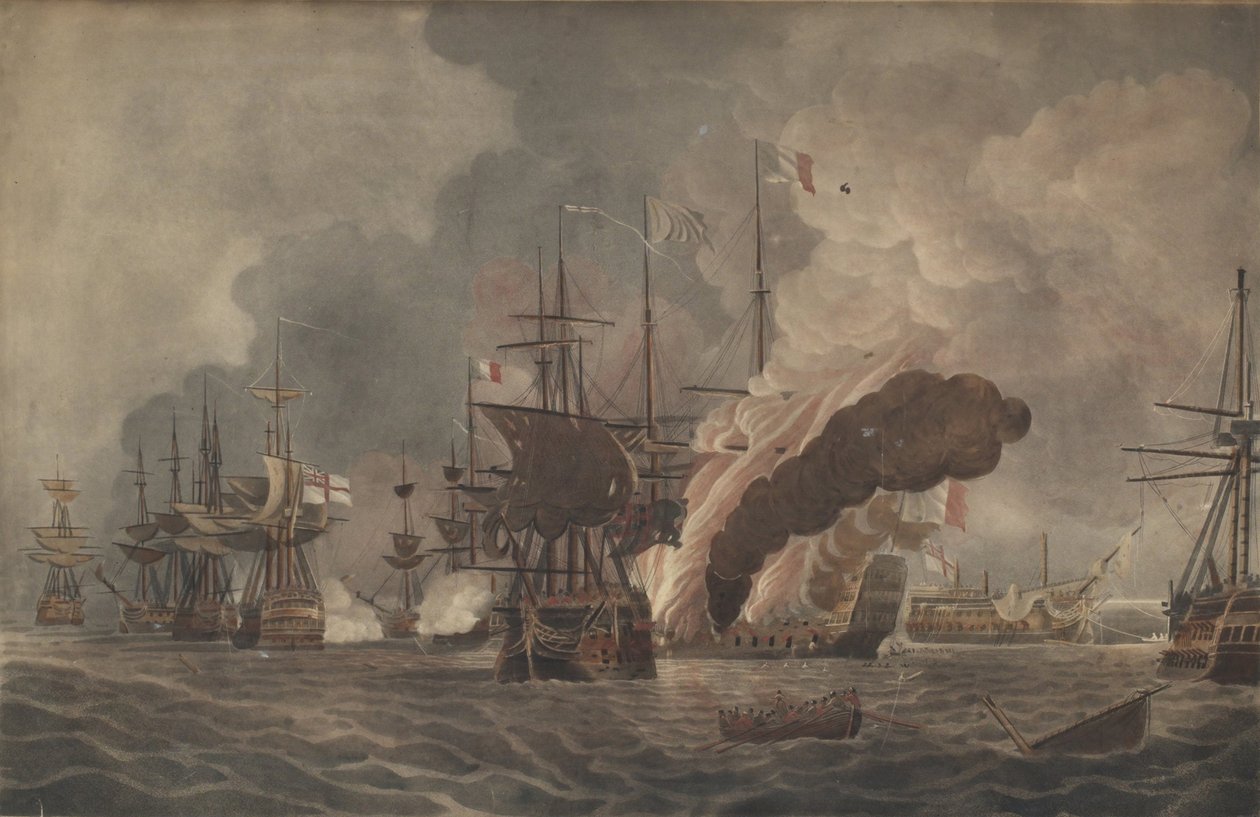A Batalha do Nilo, c. 1800 de John william Edy