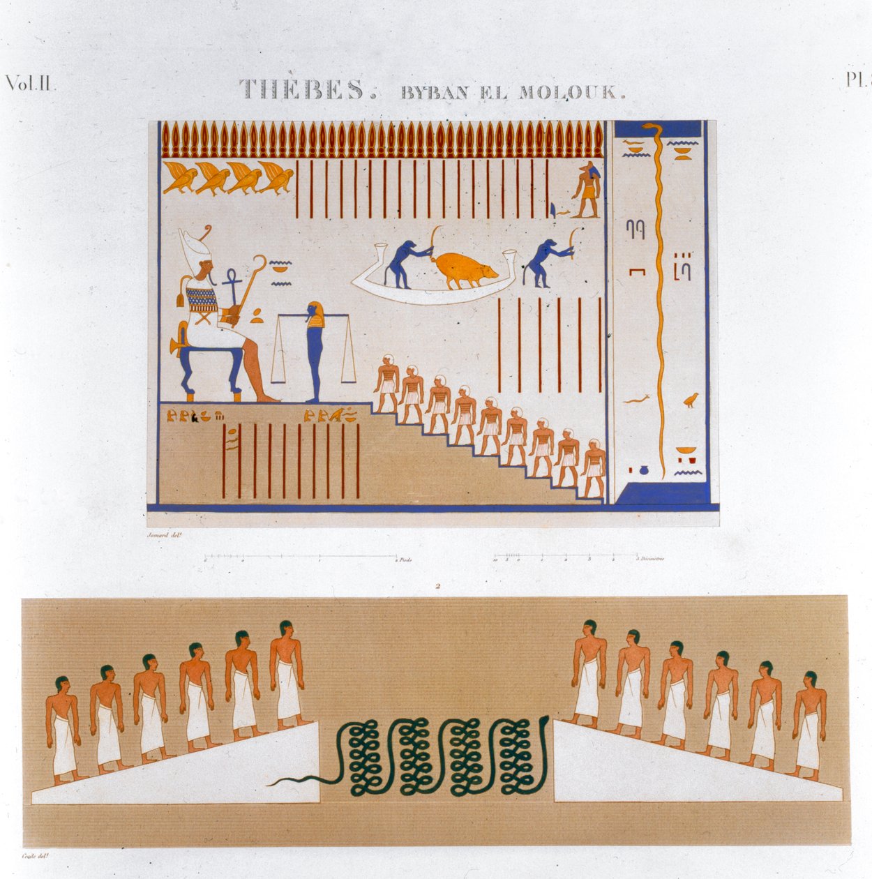 Ilustrações de afrescos de Byban el Molouk, Tebas, Egito, 1822 de Jomard