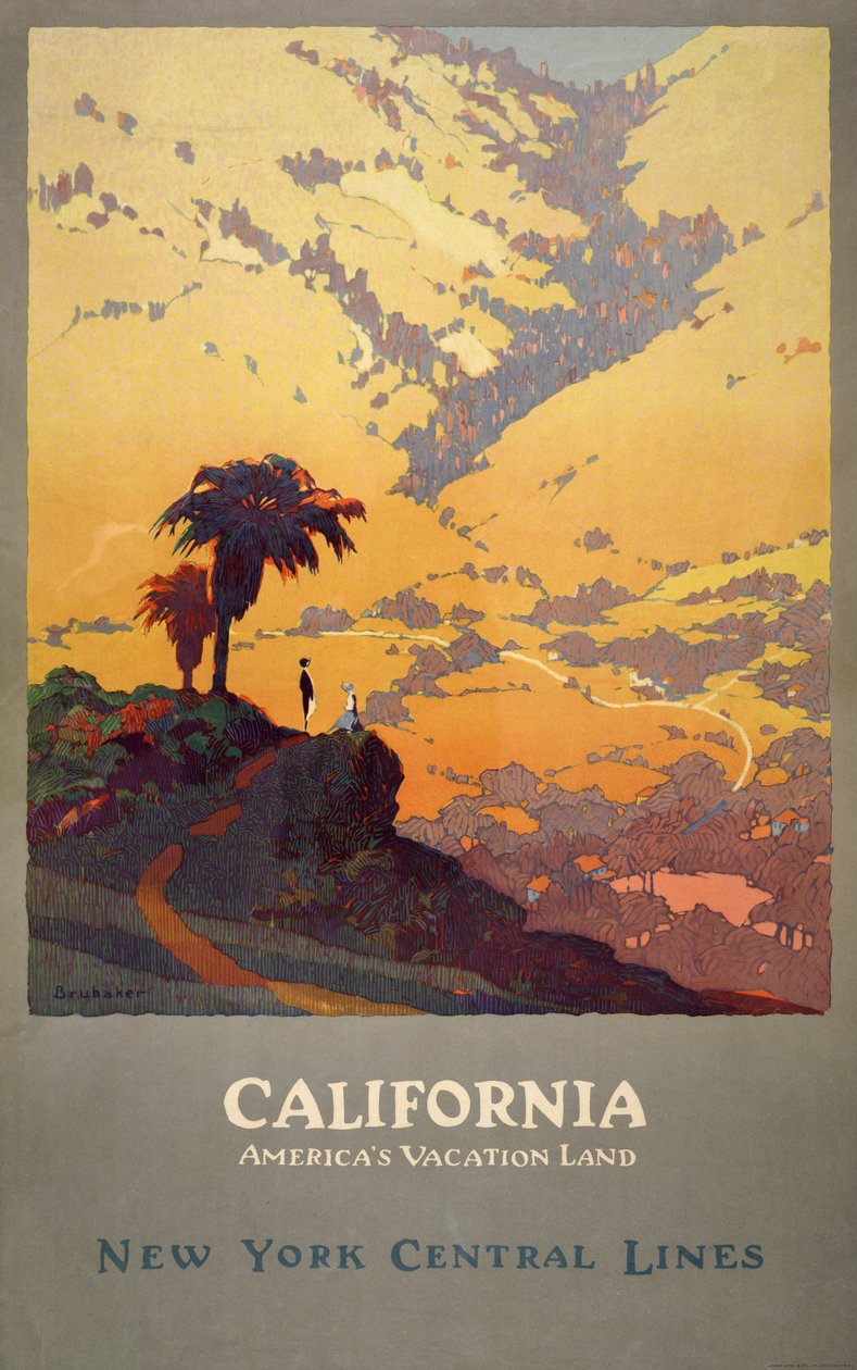 Cartaz de viagem da Califórnia de Jon O. Brubaker