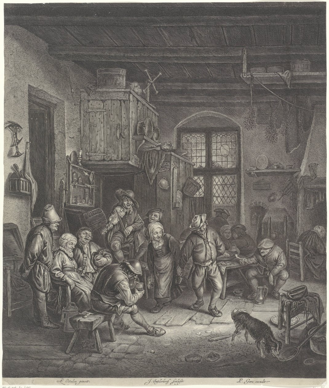 Interior camponês com casal dançante de Jonas Suyderhoef