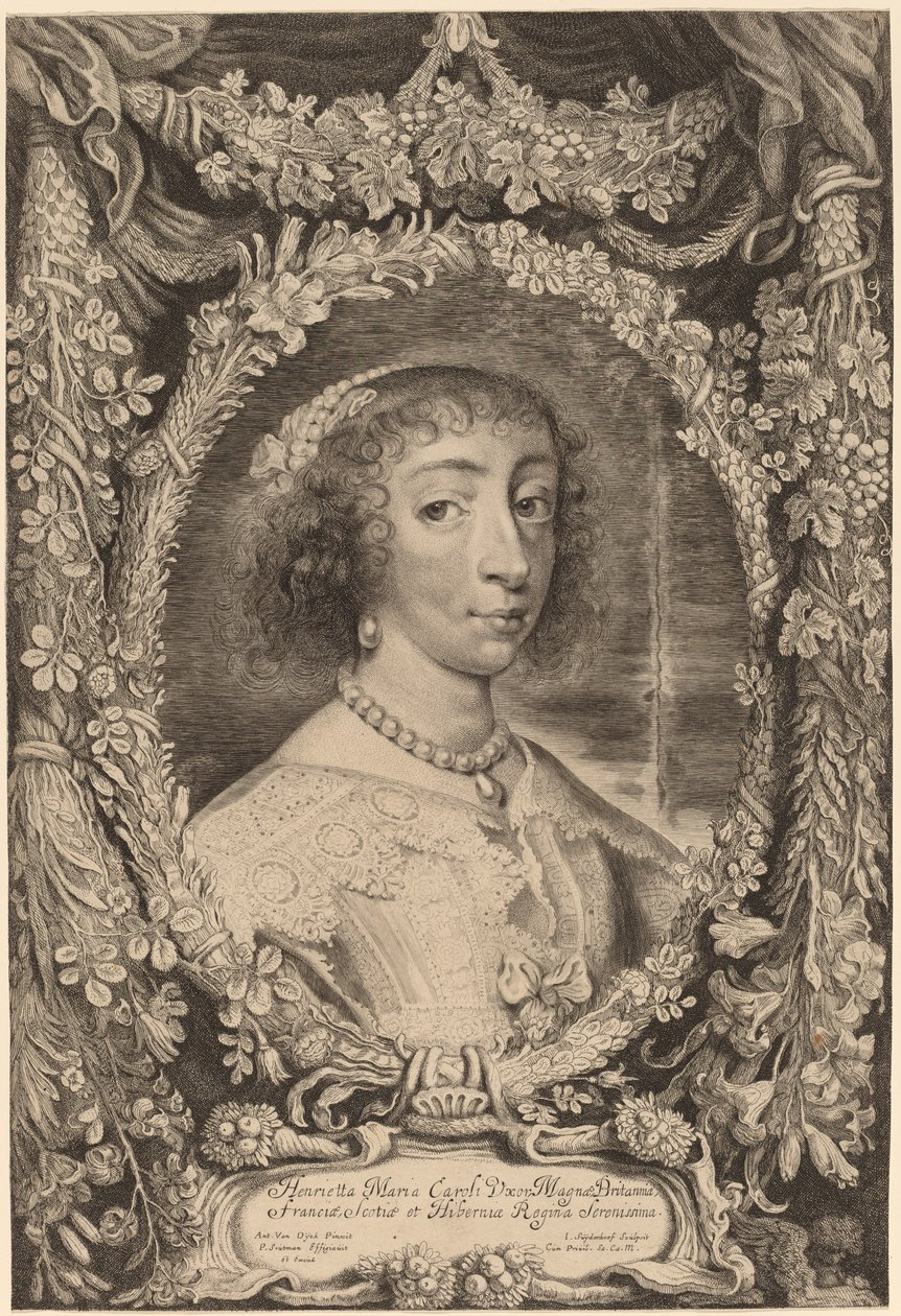 Henriqueta Maria, Rainha da Inglaterra de Jonas Suyderhoff after Sir Anthony van Dyck