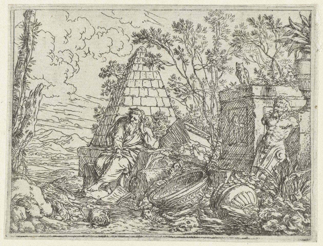 Democritus mediterend de Jonas Umbach