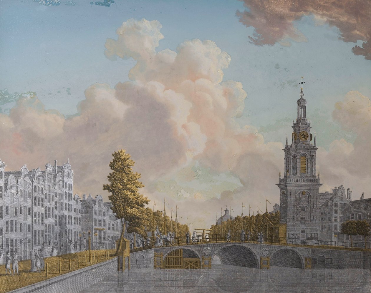 Vista da Torre chamada Jan Roodenpoortstoren e do Canal Singel em Amesterdão de Jonas Zeuner