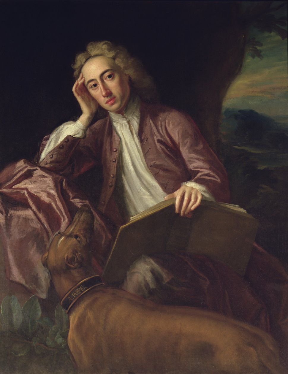 Alexander Pope e seu cachorro, Bounce, c.1718 de Jonathan Richardson