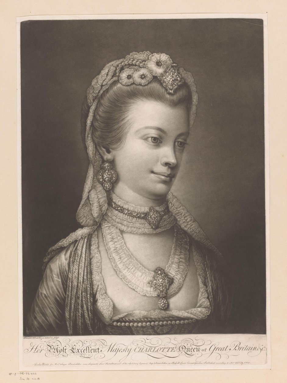 Portret van Charlotte van Mecklenburg
Sua Excelentíssima Majestade Charlotte Rainha da Grã-Bretanha, &c. (título sobre o objecto) de Jonathan Spilsbury
