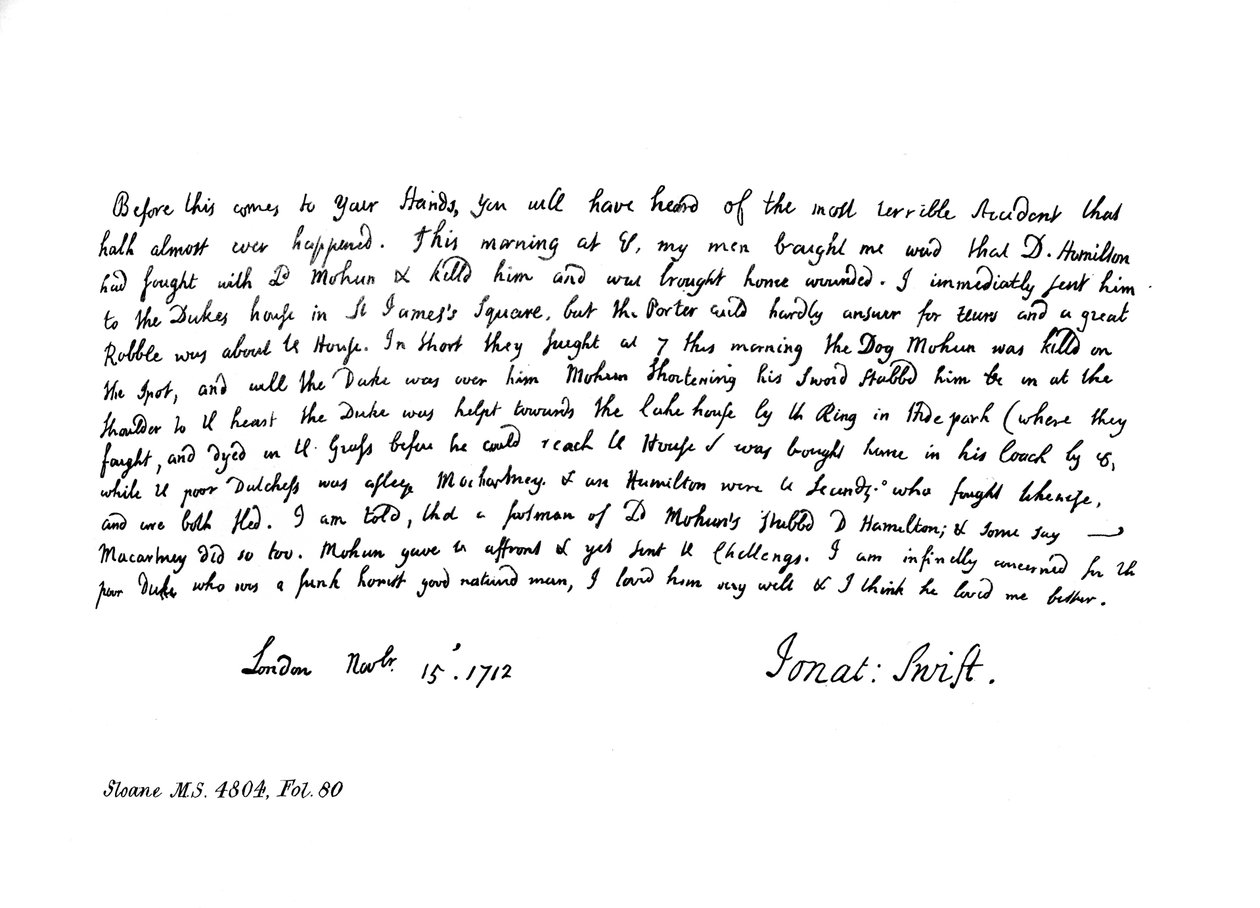Extrato do diário de Dean Swifts, dirigido à Sra. Dingley, 1712, 1840 de Jonathan Swift