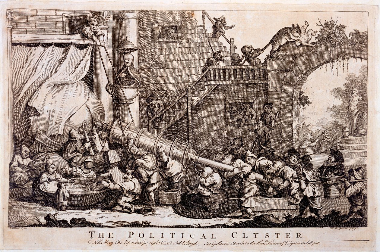 The Political Clyster, impressão feita por William Hogarth, 1757 de Jonathan Swift
