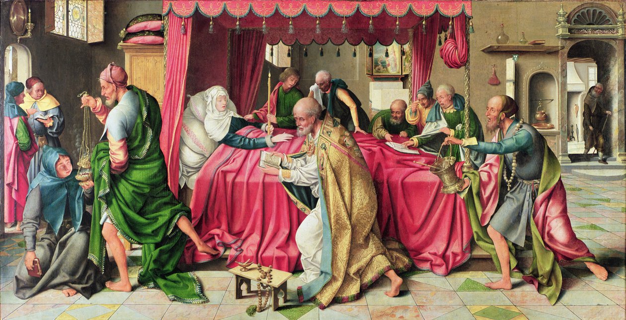 Tríptico com a morte da Virgem, 1515 de Joos van Cleve