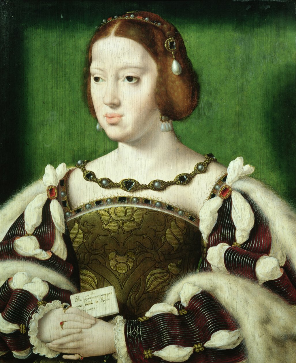 Rainha Eleanor da França (tempera no painel) de Joos van Cleve