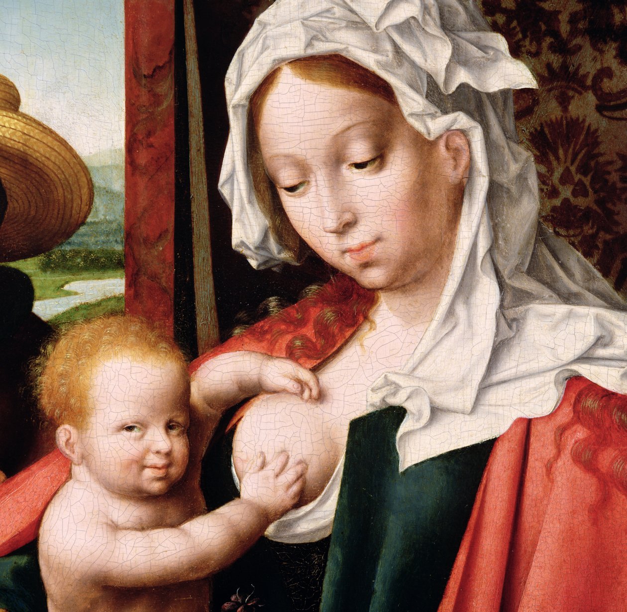 A Sagrada Família, óleo c.1520 no detalhe do painel de 204176 de Joos van Cleve