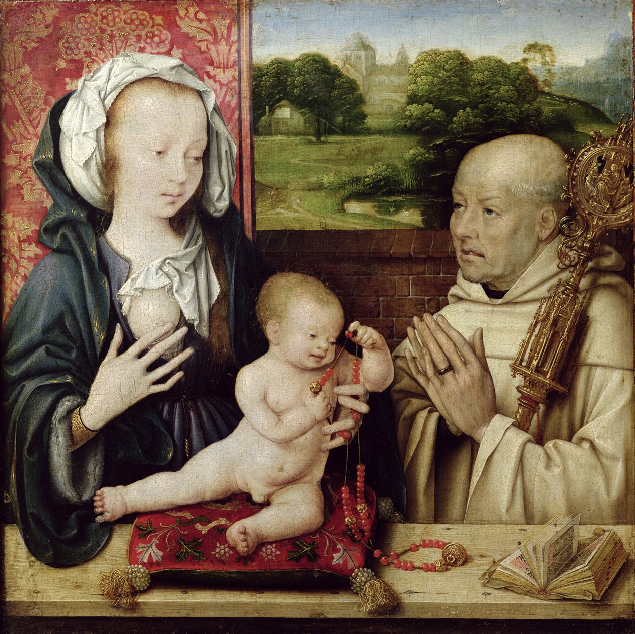 A Virgem e o Menino adorados por São Bernardo de Joos van Cleve