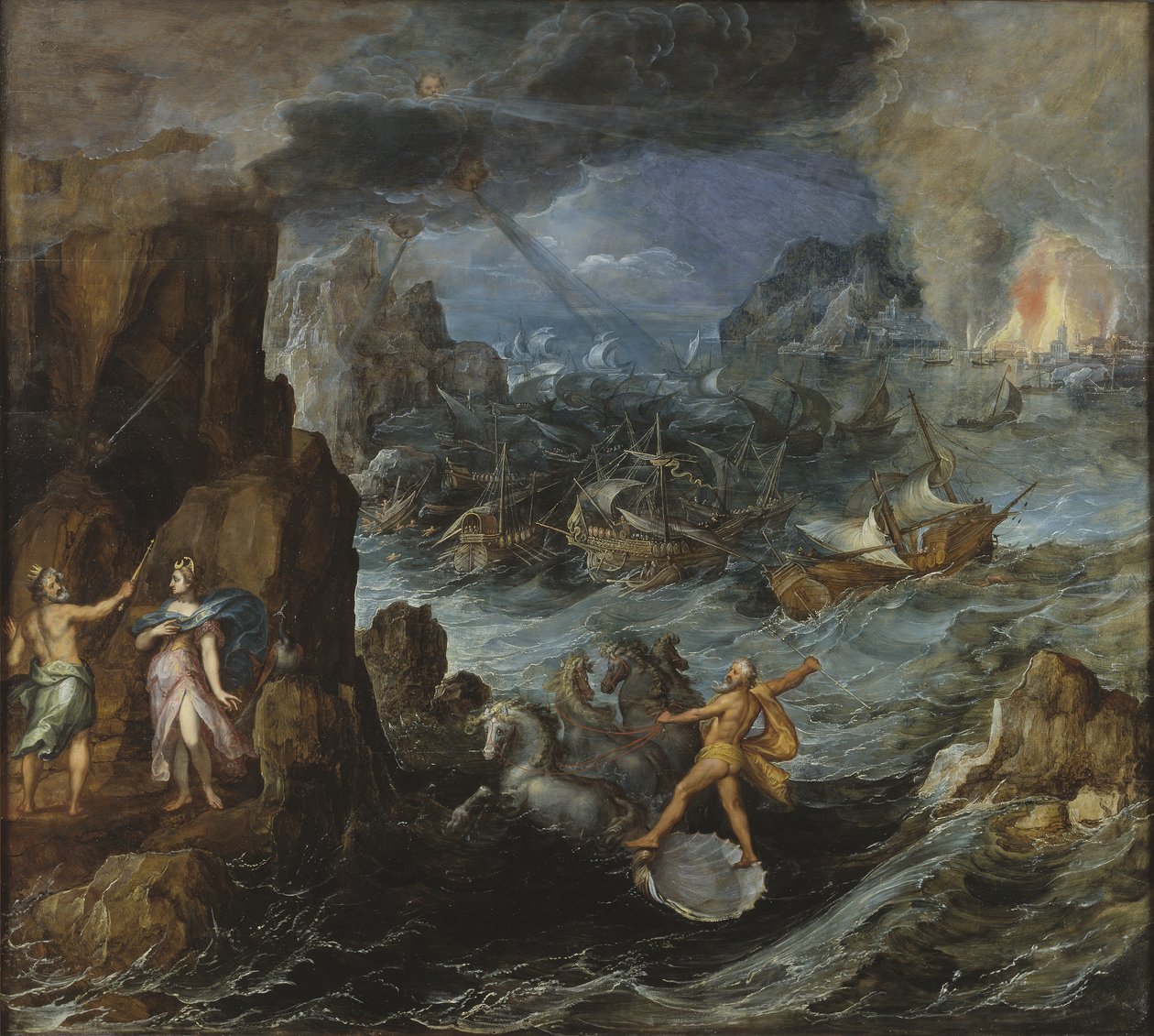 Naufrágio da Frota Grega na Casa da Viagem de Tróia, c.1585-90 de Joos or Josse de Momper